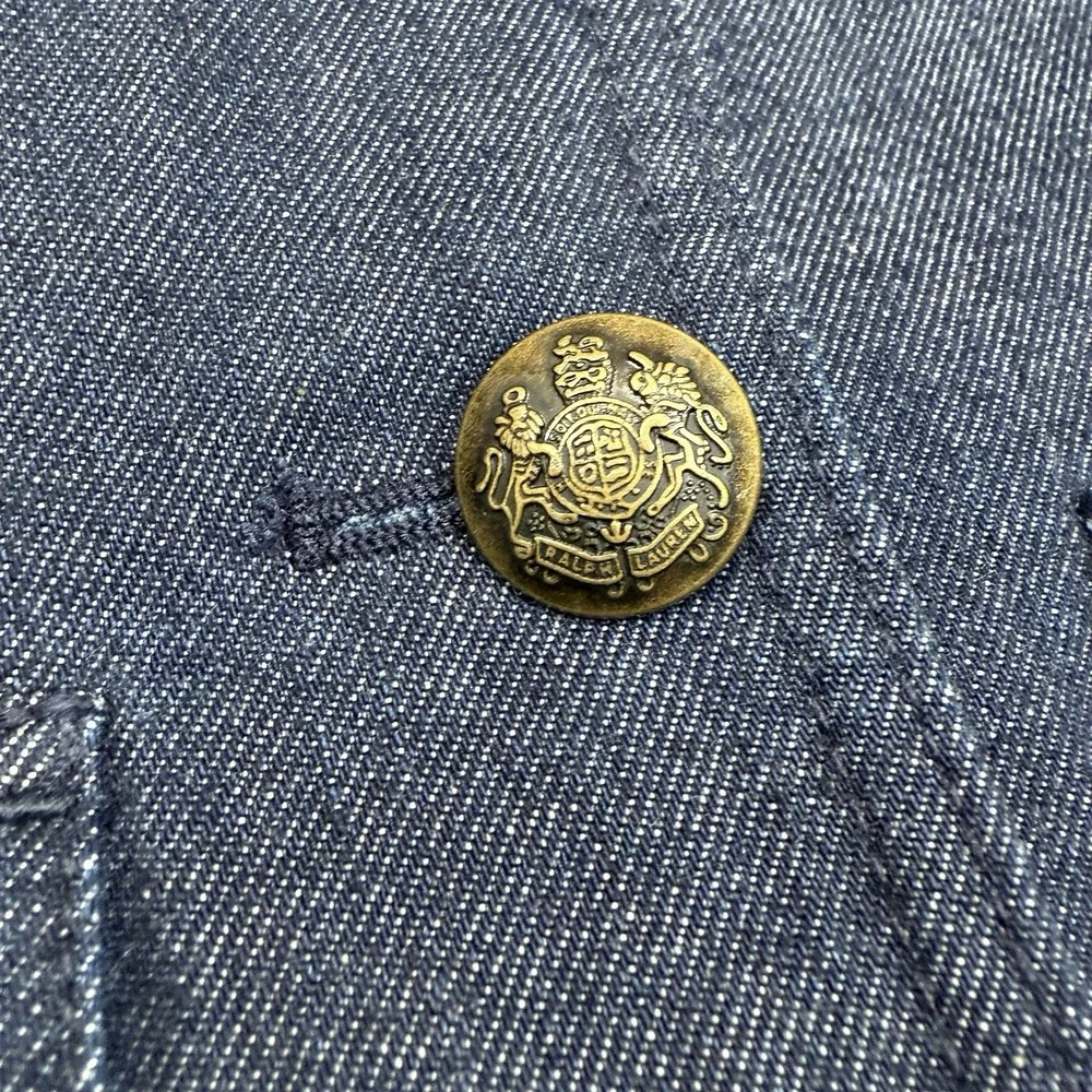 Ralph Lauren Women's Denim Blazer Crest Embossed Metal Buttons Blue‎ Size 6 NEW - Picture 3 of 9